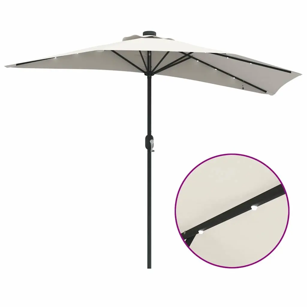Garden Parasol with LED Lights and Crank Mechanism