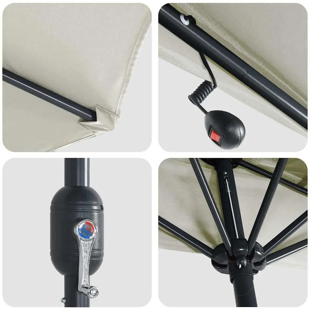 Garden Parasol with LED Lights and Crank Mechanism