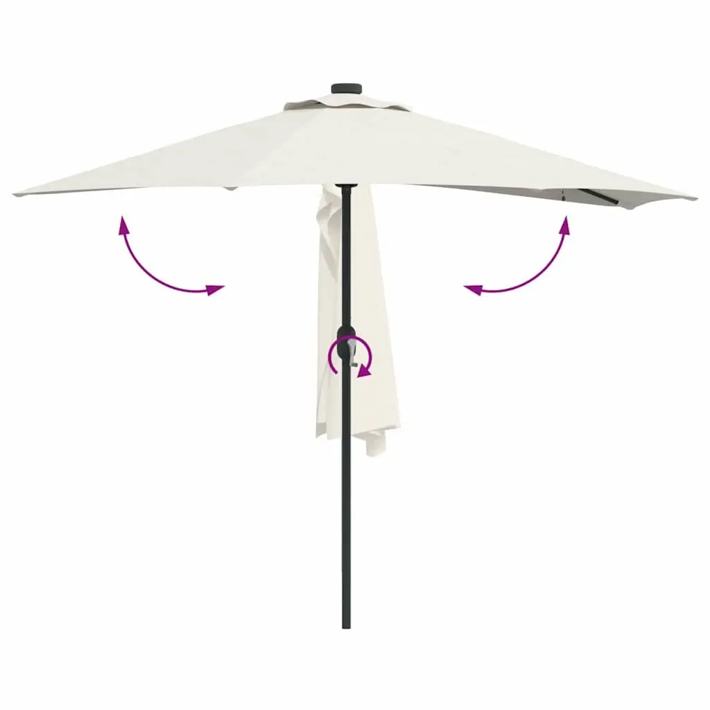 Garden Parasol with LED Lights and Crank Mechanism