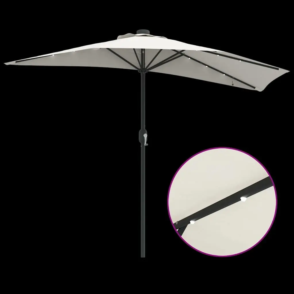 Garden Parasol with LED Lights and Crank Mechanism