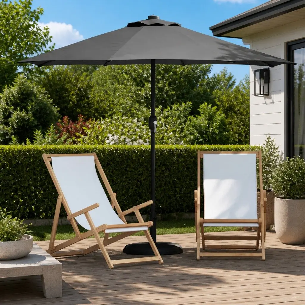 Garden Parasol with LED Lights, Anthracite 294x150x224cm