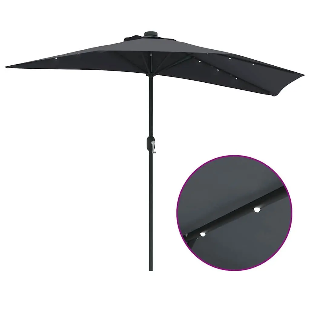 Garden Parasol with LED Lights, Anthracite 294x150x224cm
