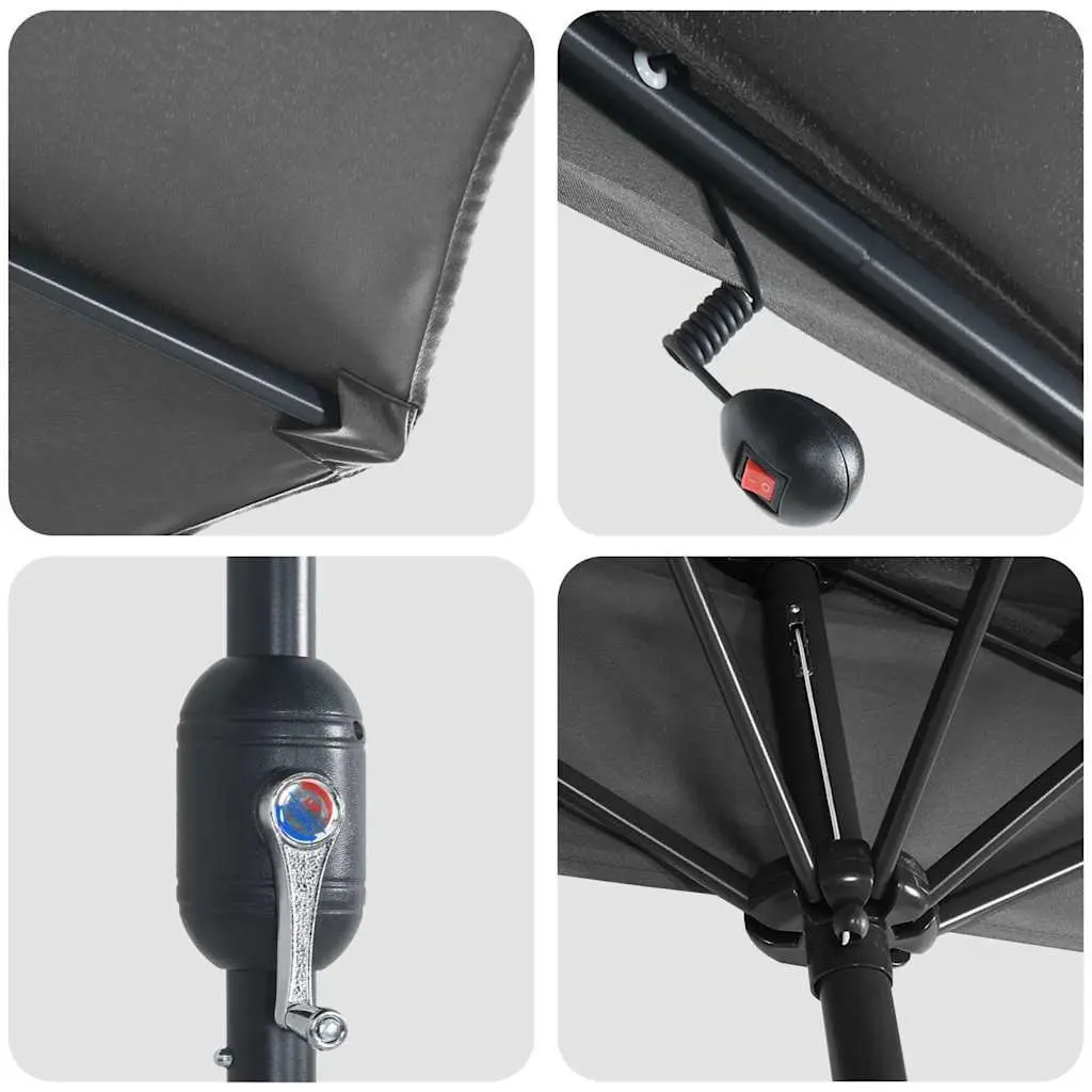 Garden Parasol with LED Lights, Anthracite 294x150x224cm