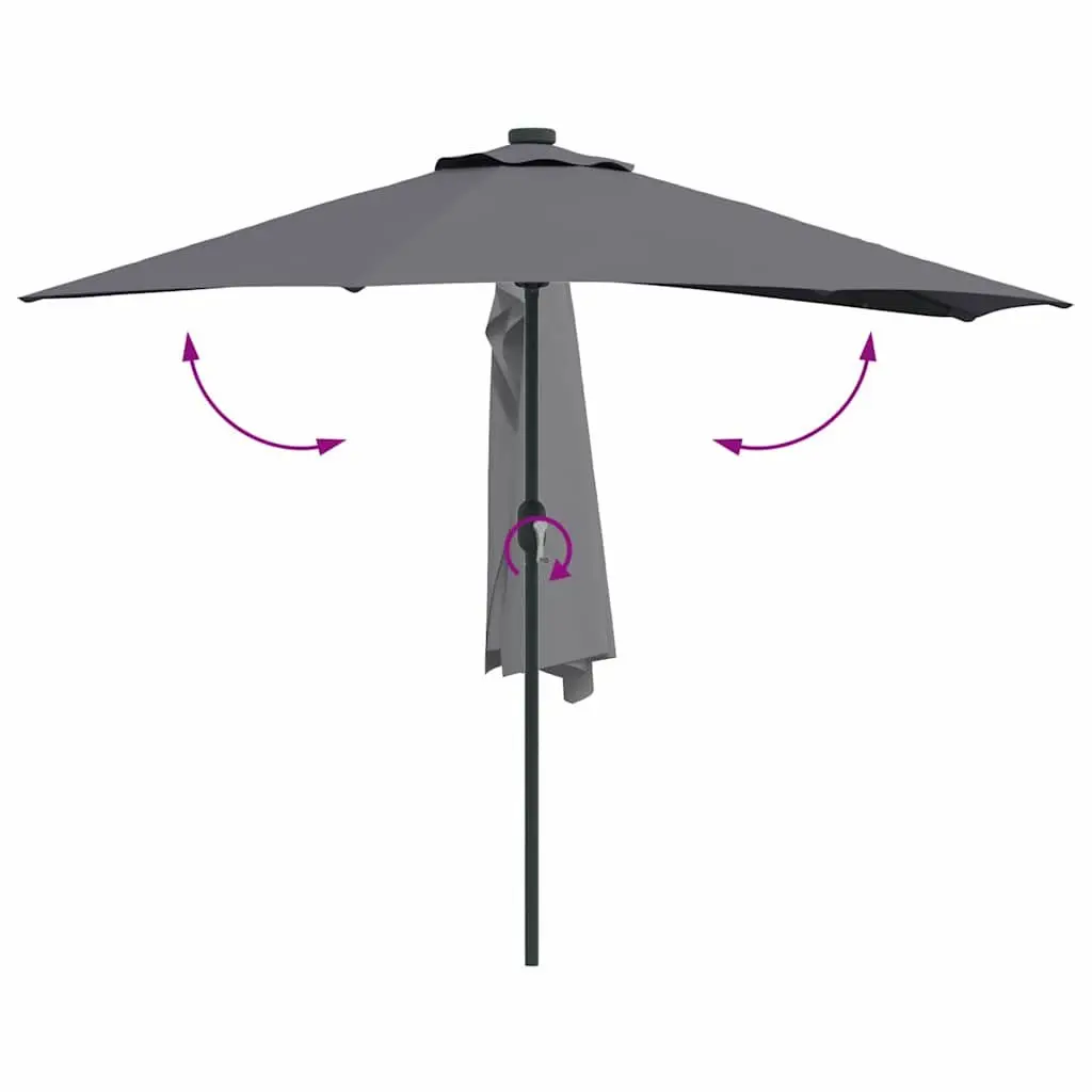 Garden Parasol with LED Lights, Anthracite 294x150x224cm