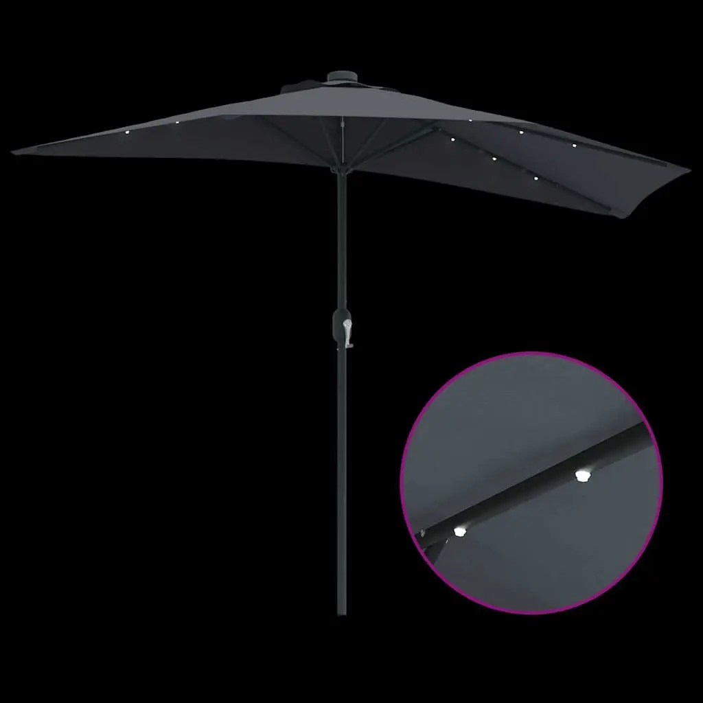 Garden Parasol with LED Lights, Anthracite 294x150x224cm