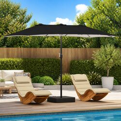 Durable Garden Parasol with Crank and Solar LED Lights