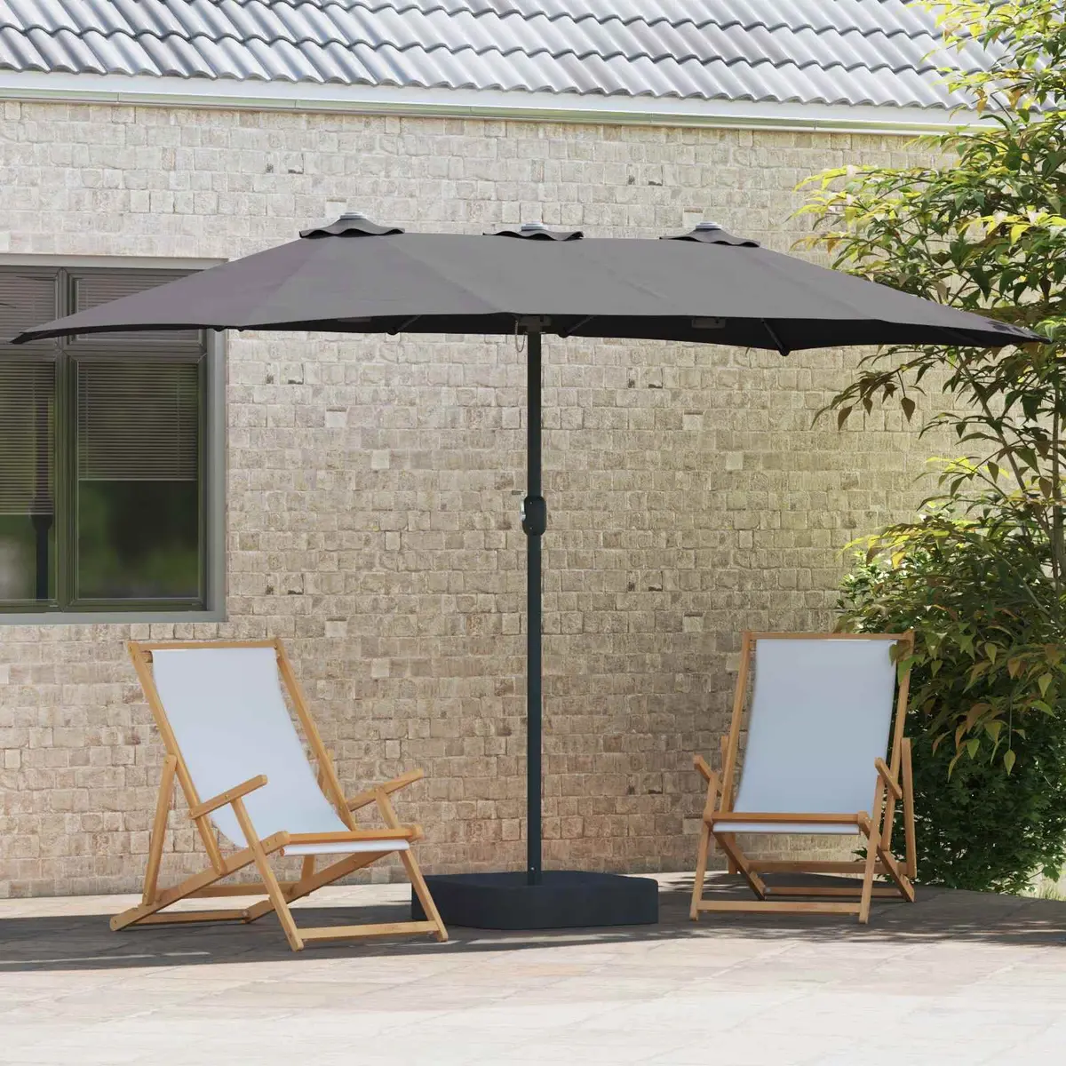 Garden Parasol Polyester 385 x 209 x 244 cm Anthracite