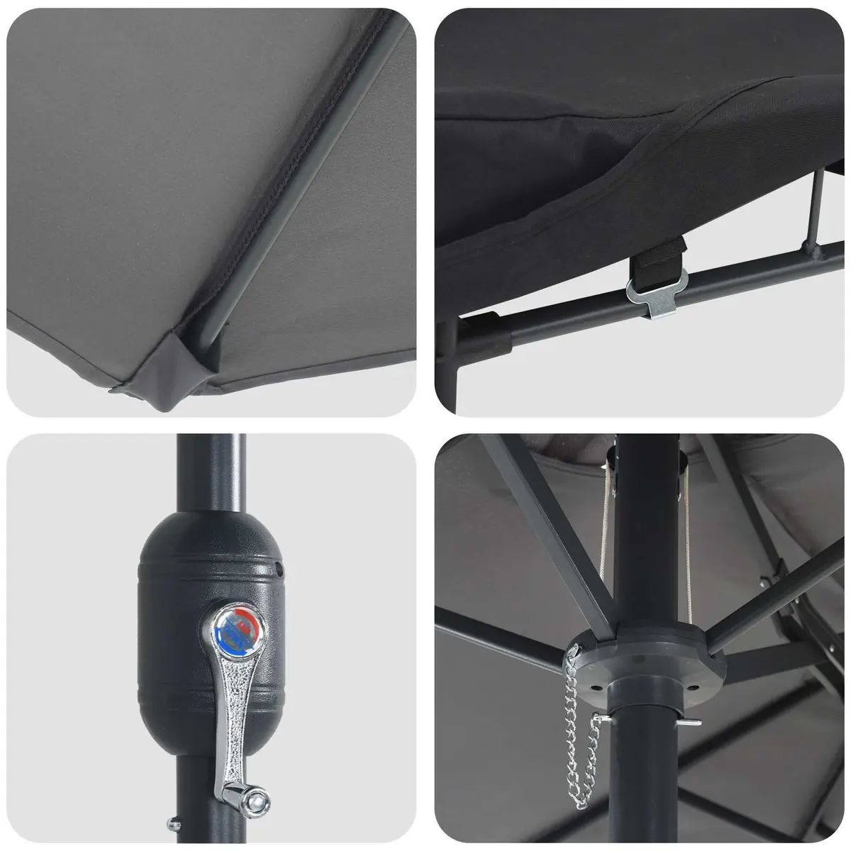 Garden Parasol Polyester 385 x 209 x 244 cm Anthracite