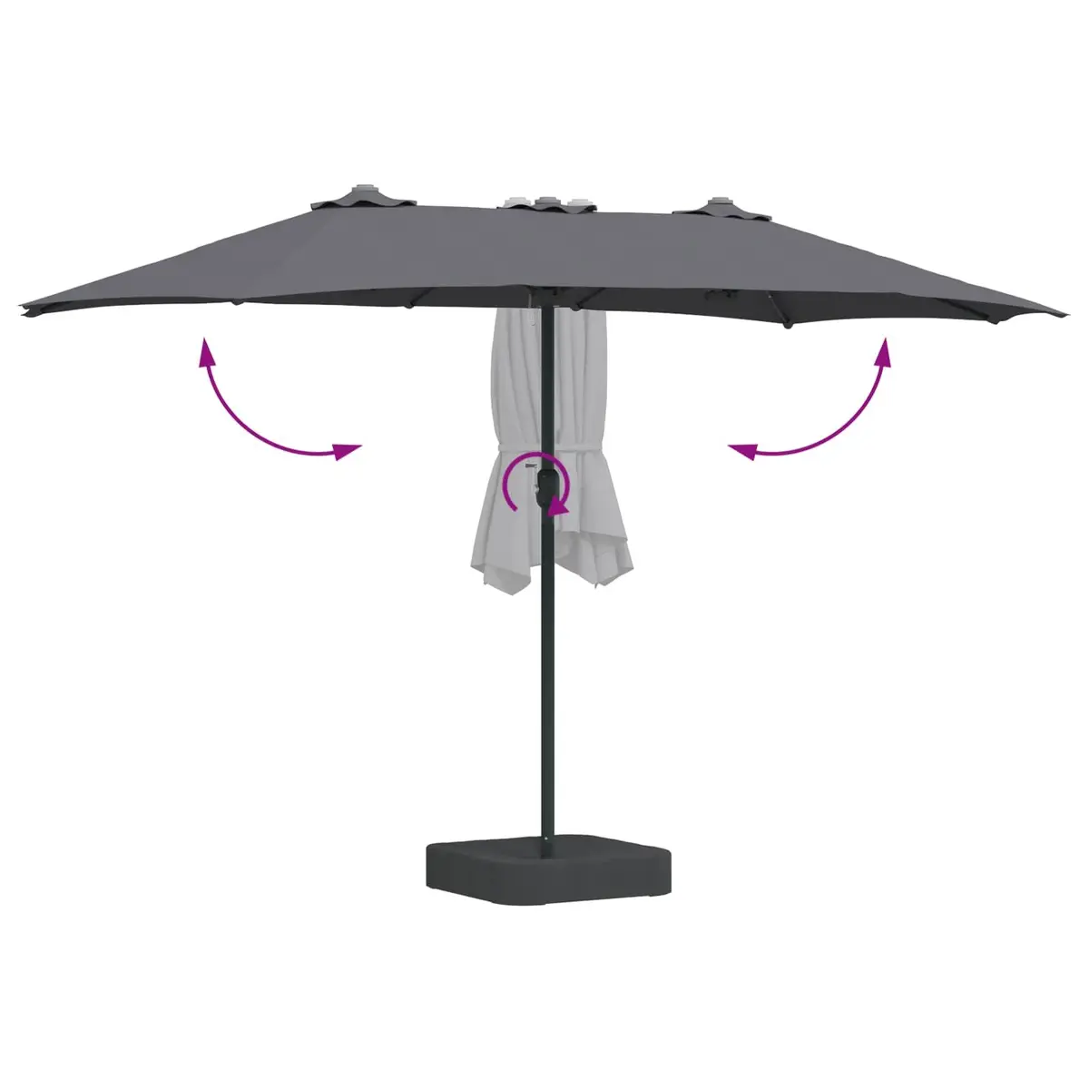 Garden Parasol Polyester 385 x 209 x 244 cm Anthracite