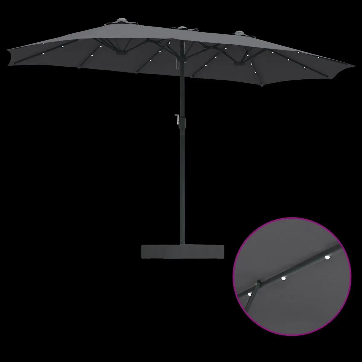 Garden Parasol Polyester 385 x 209 x 244 cm Anthracite
