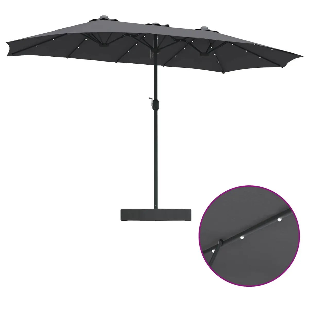 Garden Parasol Polyester 385 x 209 x 244 cm Anthracite
