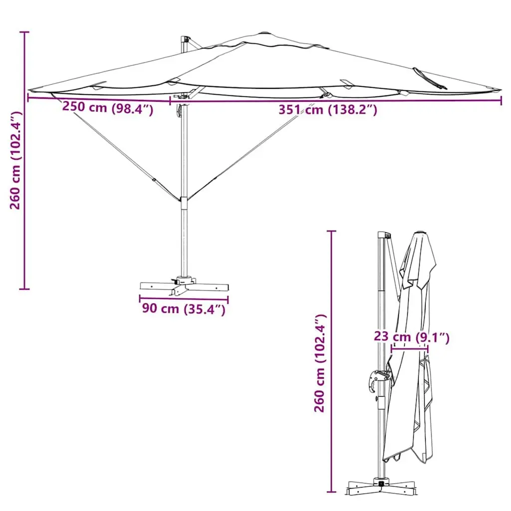 Cantilever Parasol Anthracite 351x250x260cm