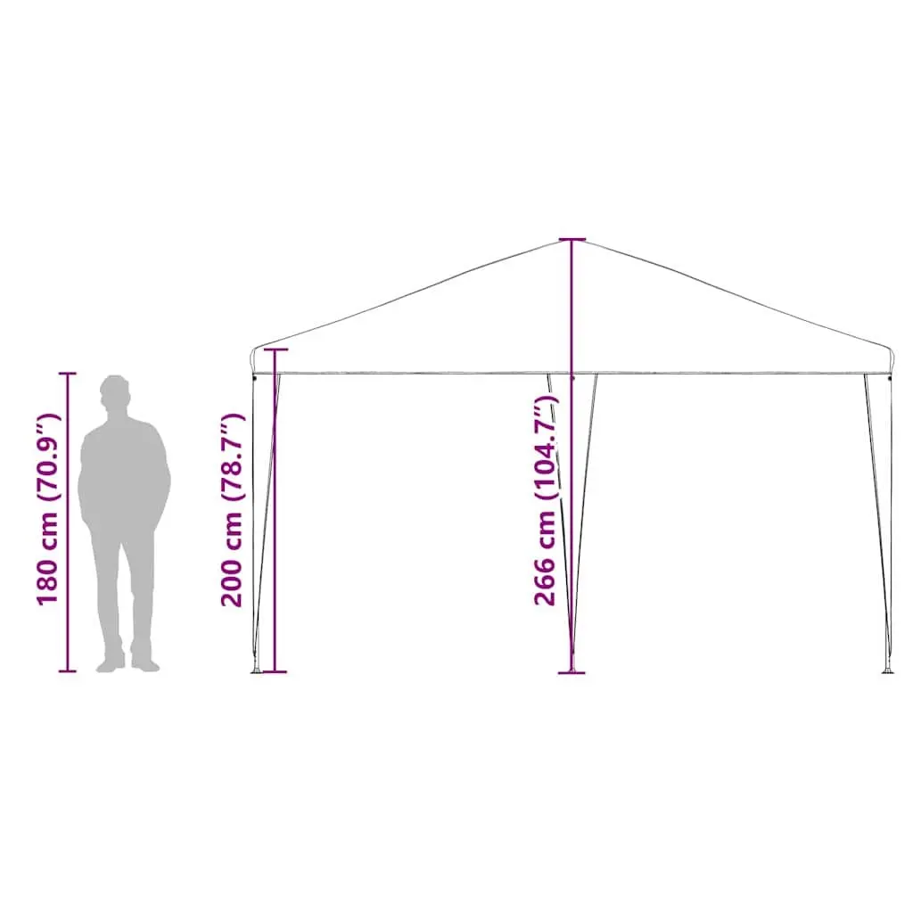 Party Tent Polyethylene Steel 400x400x266cm White Outdoor Garden Canopy Gazebo Patio Event Shade