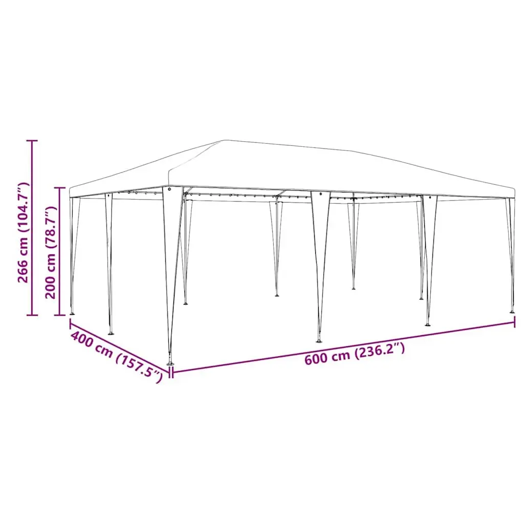 Rectangular Anthracite Party Tent 600x400x266cm