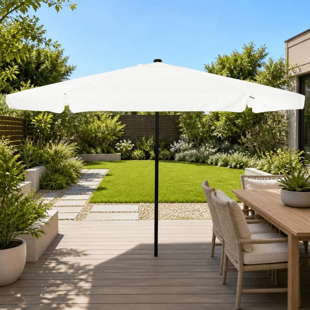 Garden Parasol Polyester 395 x 395 x 245 cm Sand Anthracite