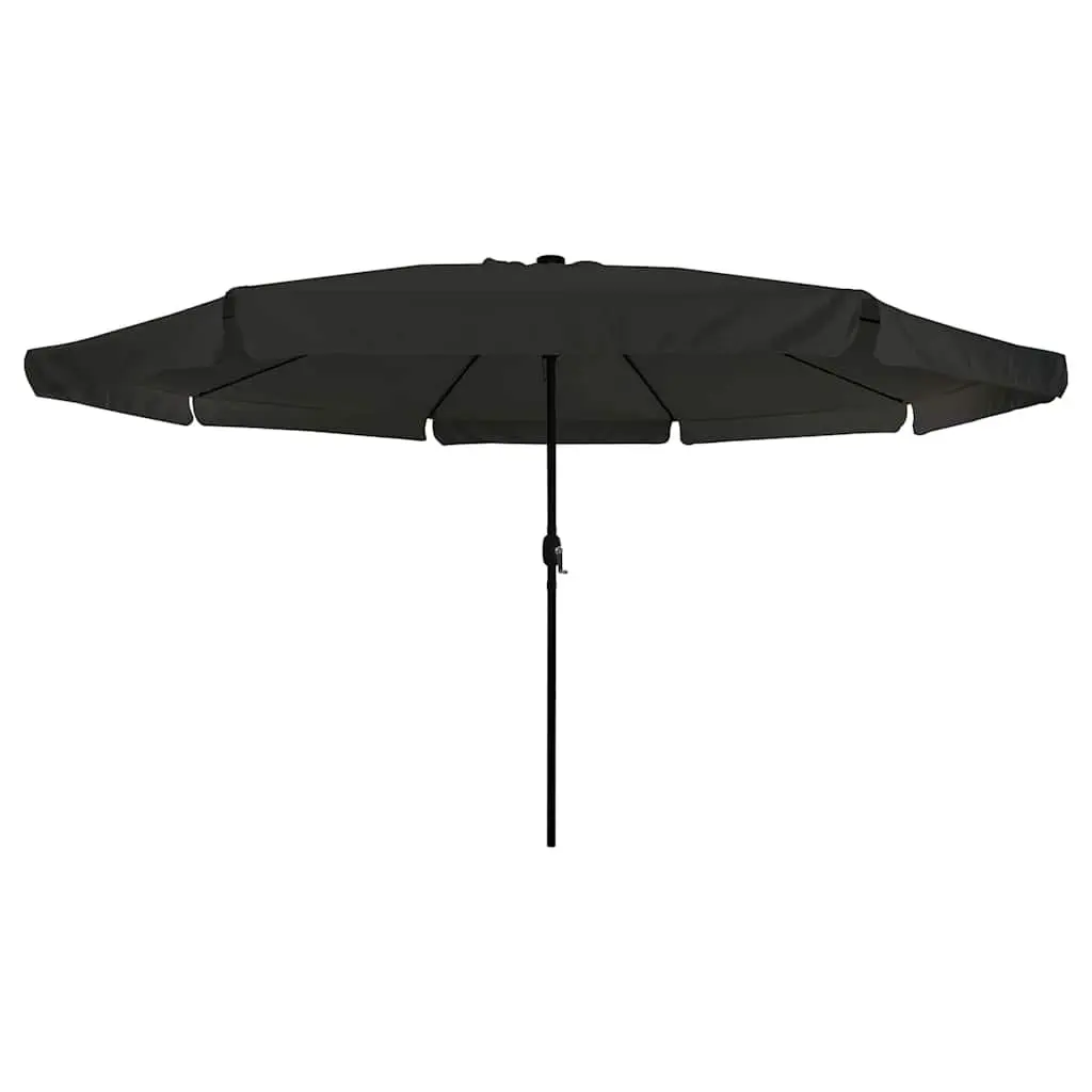 Garden Parasol Polyester 395cm Square Black Canopy with LED Lighting Crank Handle