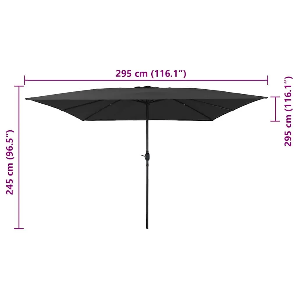 Garden Parasol UV-resistant Fabric 295x295x245cm Anthracite Outdoor Umbrella Sunshade