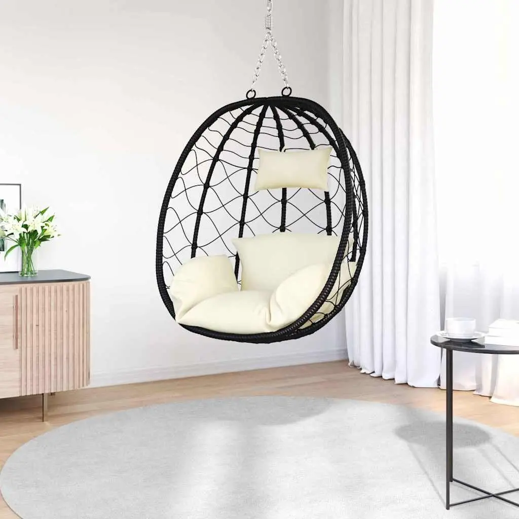 Hanging Egg Chair Steel Cream Ergonomic Indoor Outdoor Patio Garden Swing