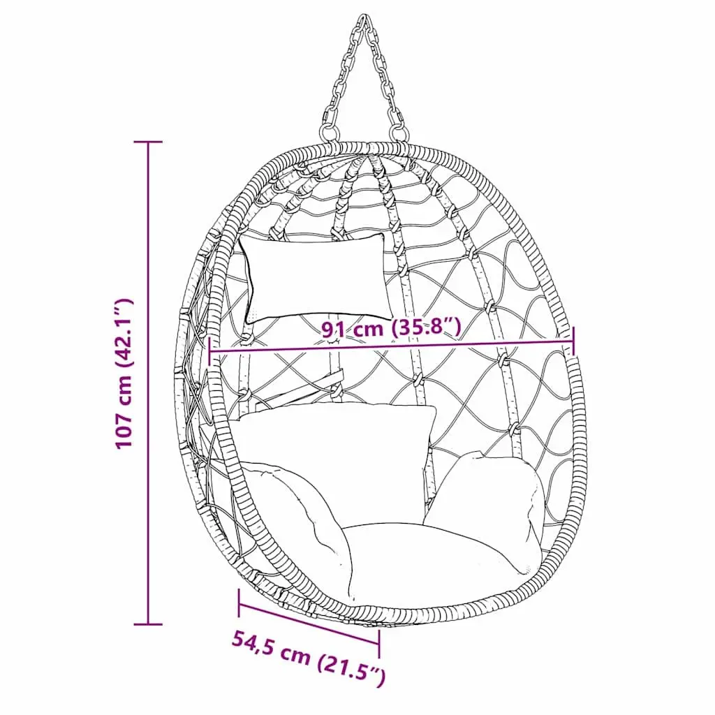 Hanging Egg Chair Steel Cream Ergonomic Indoor Outdoor Patio Garden Swing