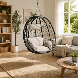 Hanging Egg Chair Taupe Outdoor Indoor Porch Swing Garden Relaxation Seat