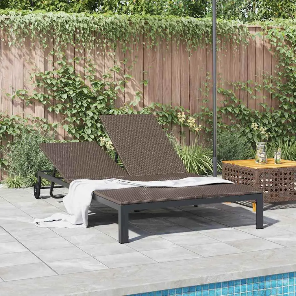 Adjustable Sun Lounger in Brown Poly Rattan