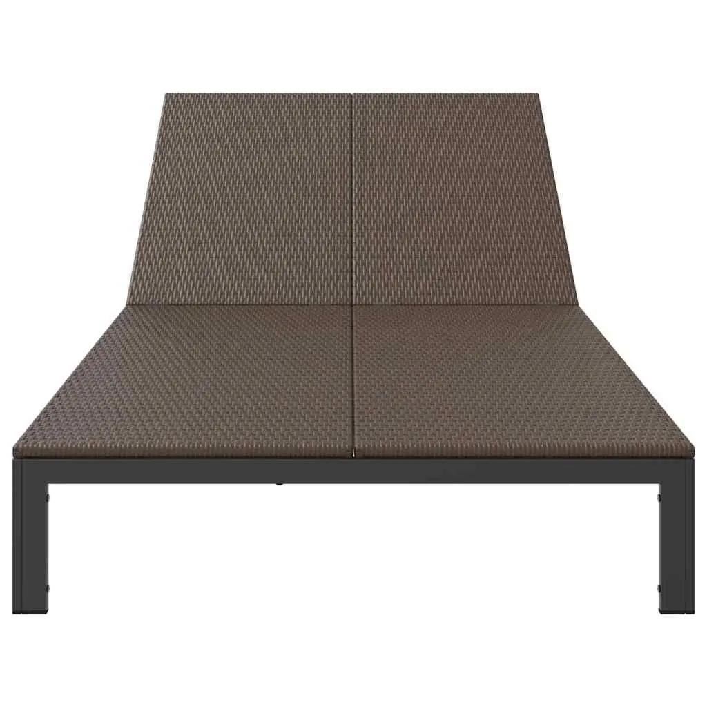 Adjustable Sun Lounger in Brown Poly Rattan