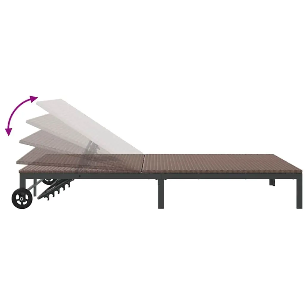 Adjustable Sun Lounger in Brown Poly Rattan