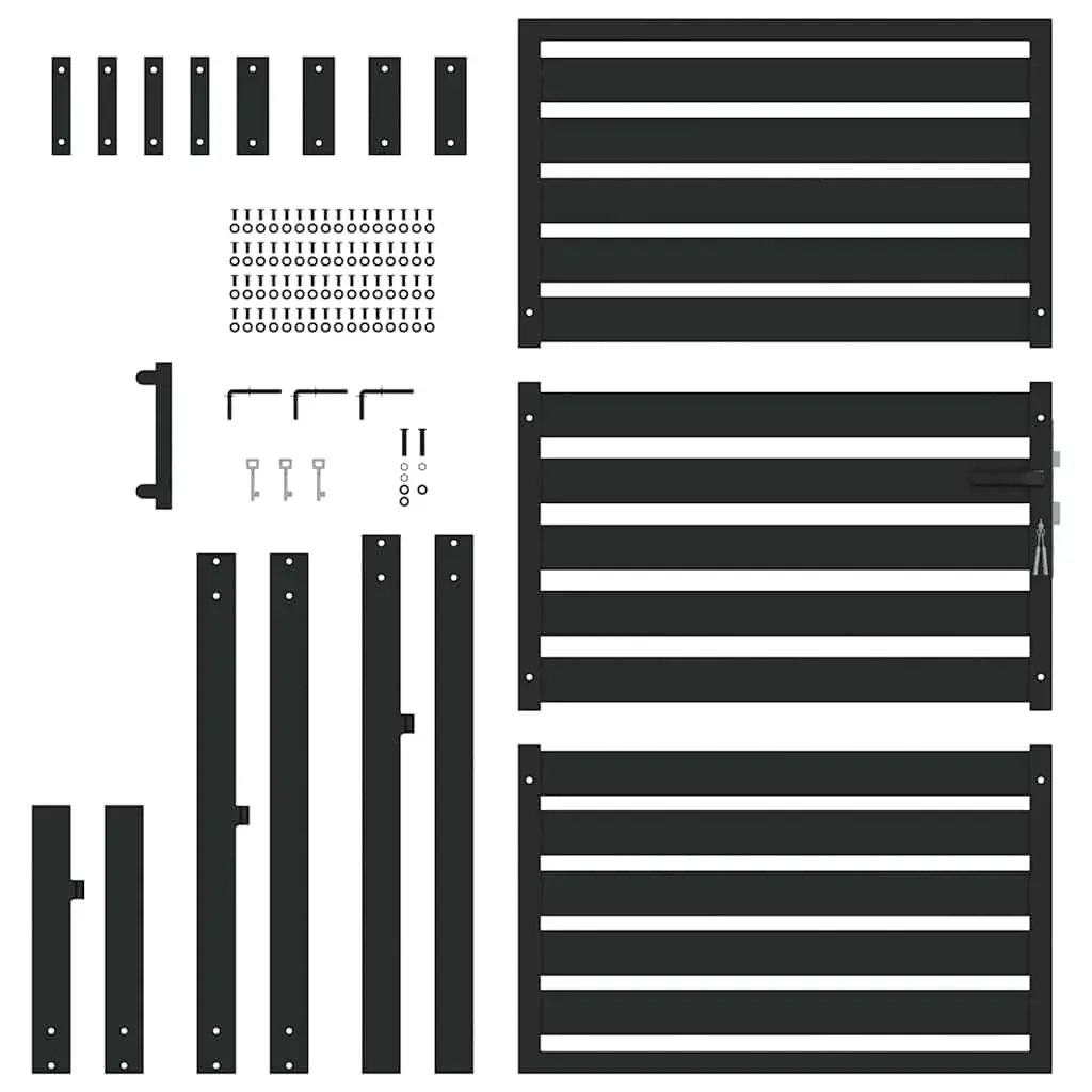 Lockable Black Garden Gate 100x150 cm for Secure Entry