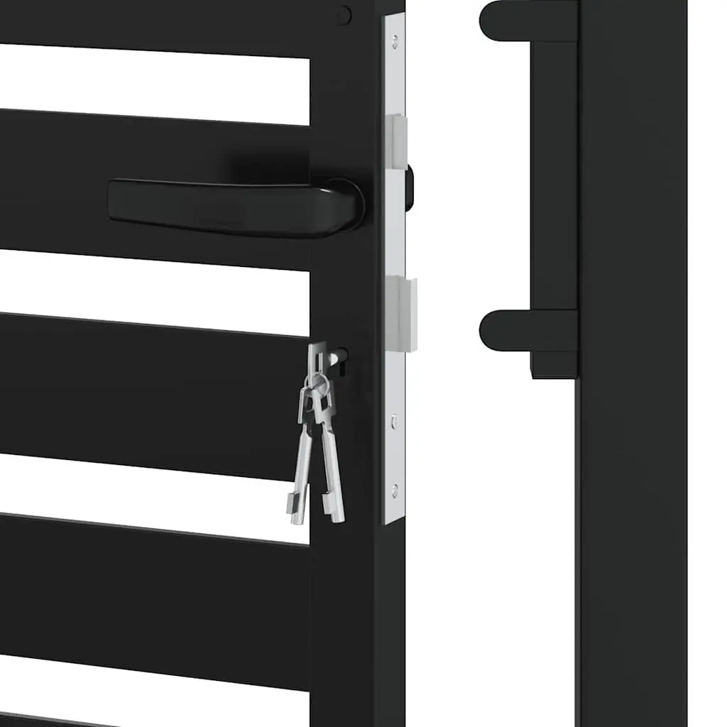 Lockable Black Garden Gate 100x150 cm for Secure Entry