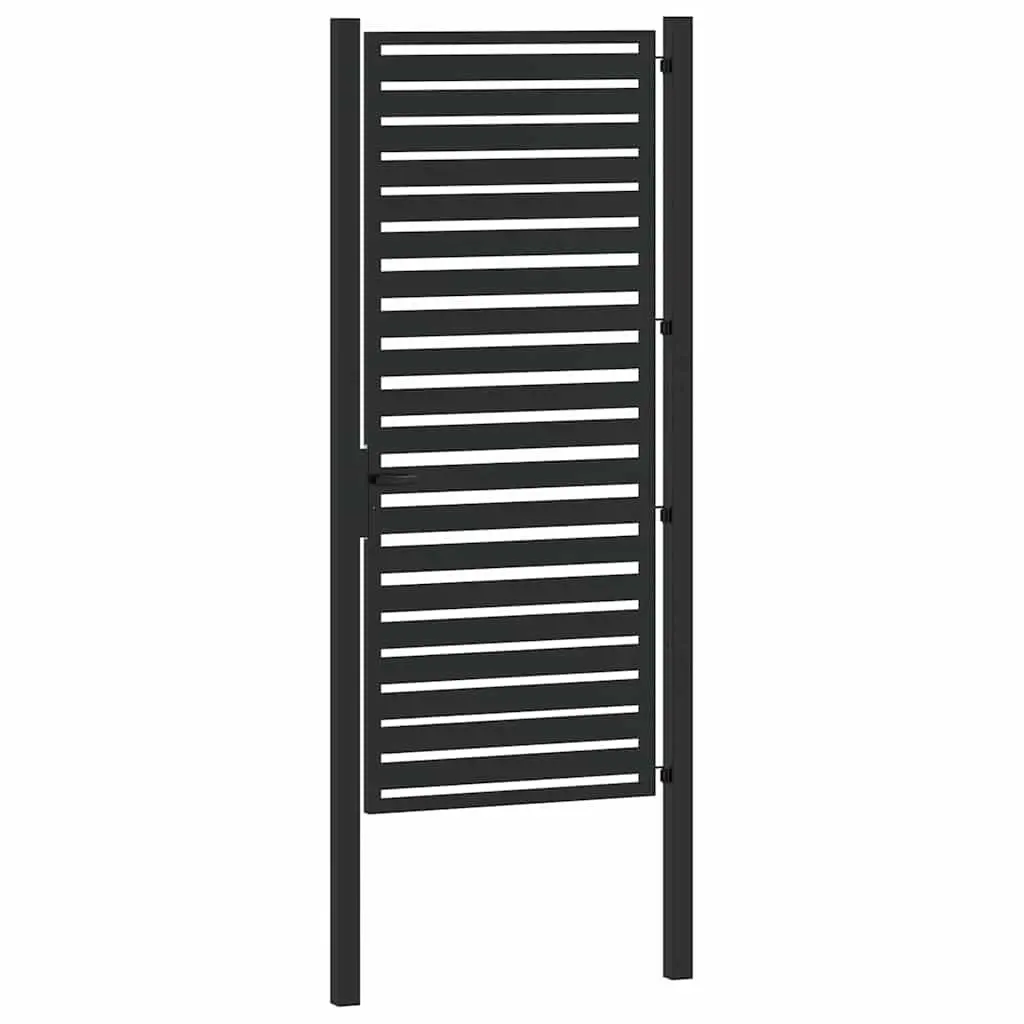 Black Aluminium Garden Gate Lockable 100x200cm Entry Fence Patio Durable Weather