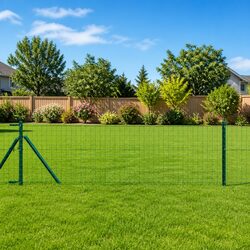 Durable Steel Green Fence Post Set for Gardens - 7 Pieces