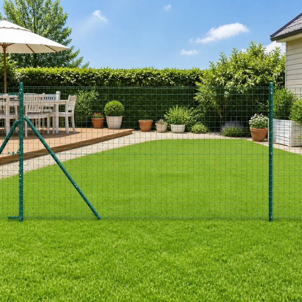 7-Pack Green Powder-Coated Steel Fence Posts for Gardens