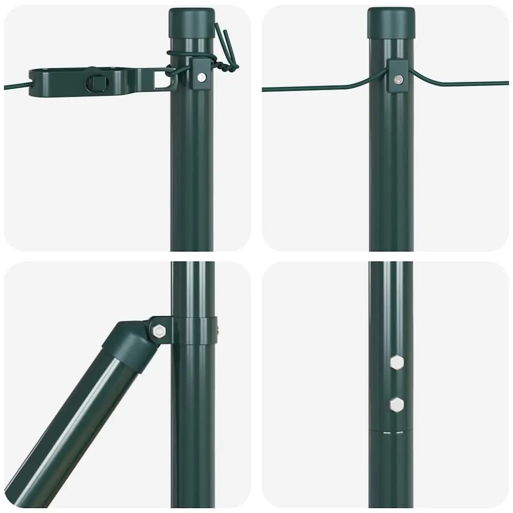 Embedded Fence Post Powder-Coated Steel 13 Piece Green Garden Boundary Marker