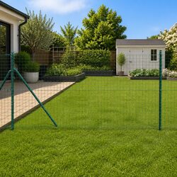 Durable Green Powder-Coated Steel Fence Post Set of 7
