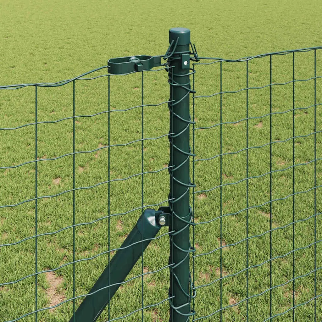 Embedded Fence Post 13 pcs Green Powder-Coated Steel Garden Boundary Marker