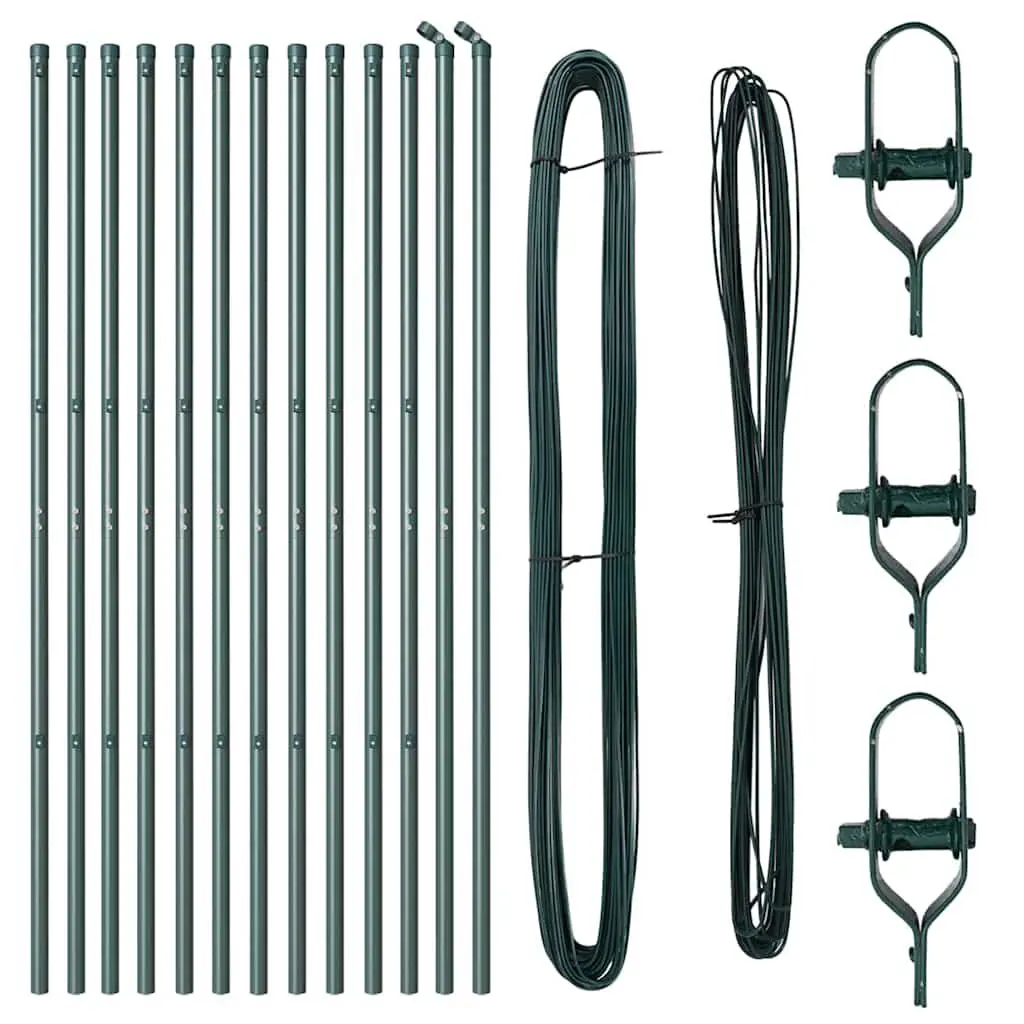 Embedded Fence Post 13 pcs Green Powder-Coated Steel Garden Boundary Marker