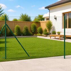 Green Powder-Coated Steel Fence Posts – 13 Pieces