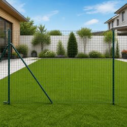 Embedded Fence Post 7 pcs Green Powder-Coated Steel Garden Terrace Boundary