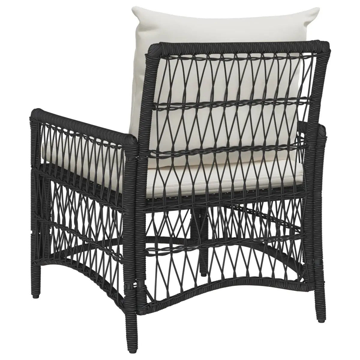 Garden Chair Poly Rattan Steel Frame Black with Cushion Weather Resistant