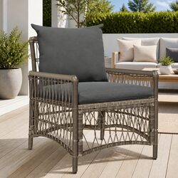 Durable Grey Poly Rattan Garden Chair with Comfortable Cushion