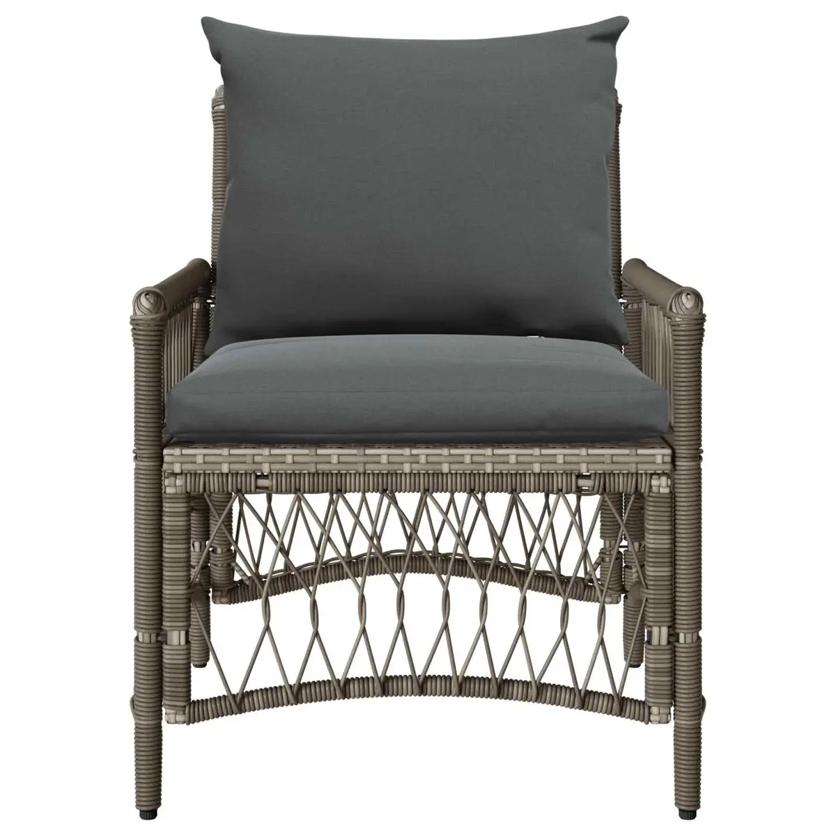 Garden Chair Poly Rattan Steel Frame Grey with Cushion