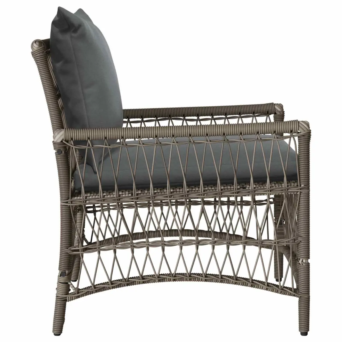 Garden Chair Poly Rattan Steel Frame Grey with Cushion