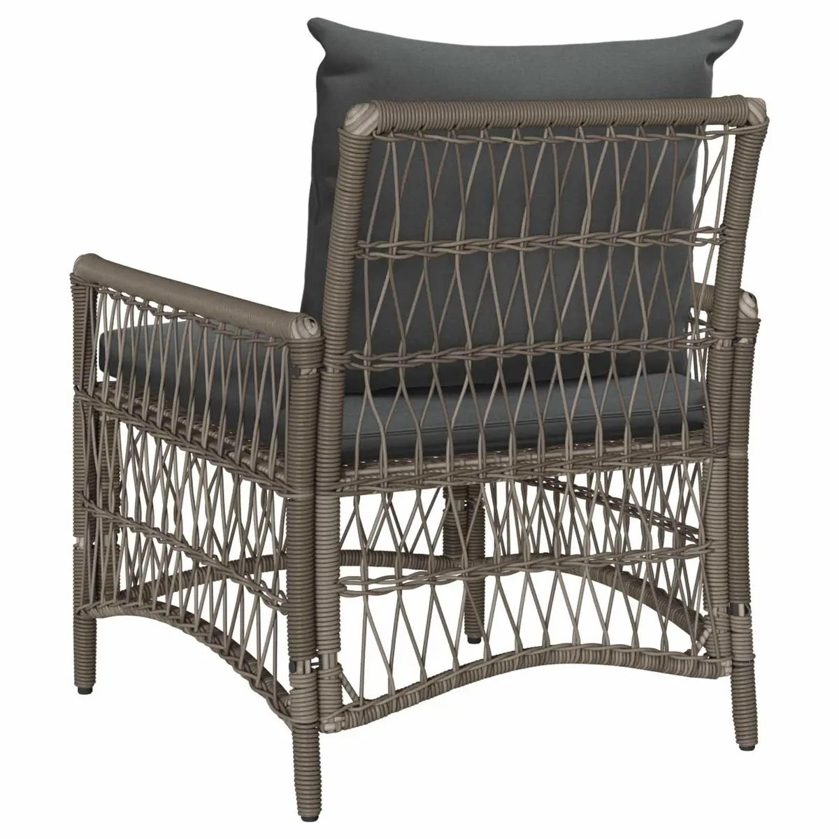 Garden Chair Poly Rattan Steel Frame Grey with Cushion