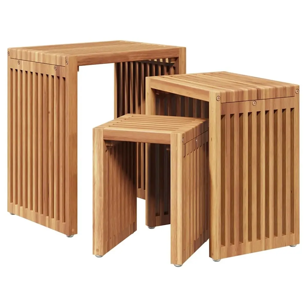 Brown Solid Teak Wood Garden Side Table 33x44.5x51cm