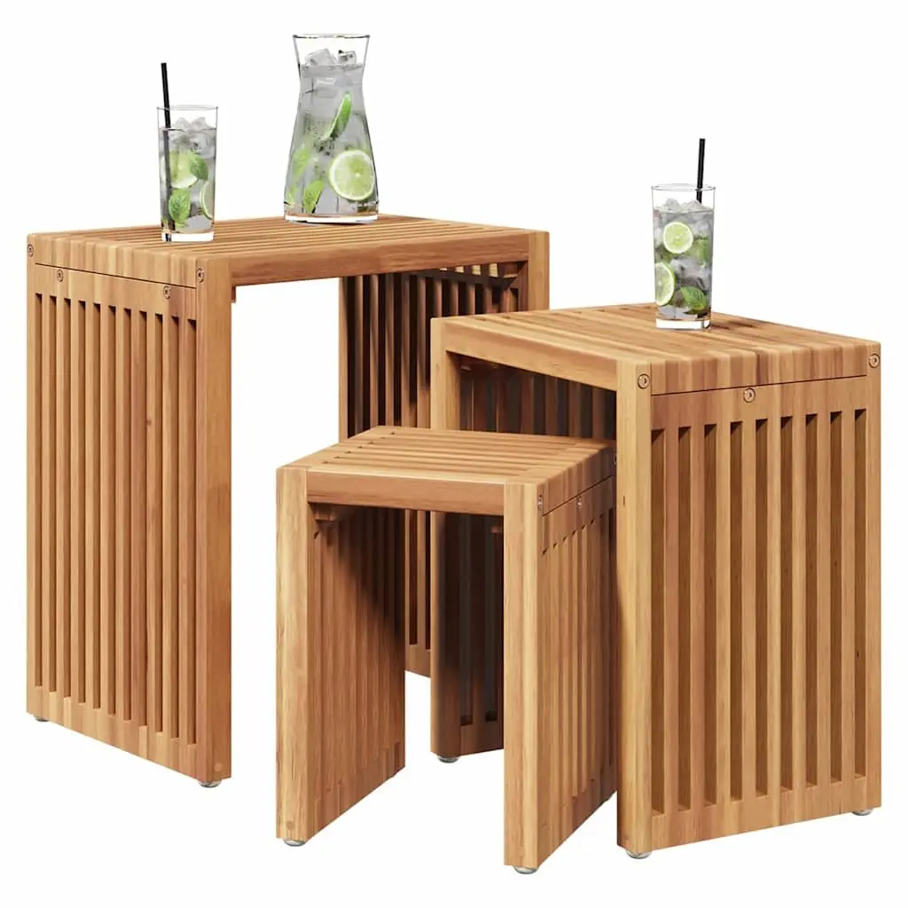 Brown Solid Teak Wood Garden Side Table 33x44.5x51cm