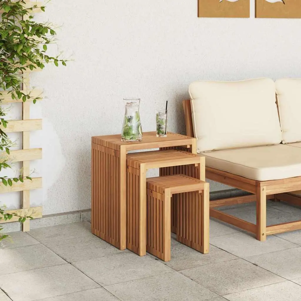 Brown Solid Teak Wood Garden Side Table 33x44.5x51cm