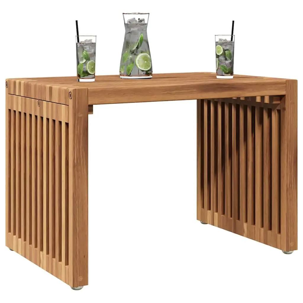 Brown Solid Teak Wood Garden Side Table for Outdoor Use