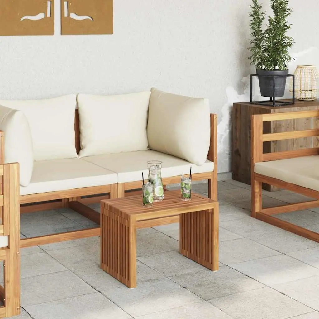 Brown Solid Teak Wood Garden Side Table for Outdoor Use