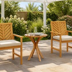 Brown Round Teak Wood Outdoor Side Table 70x70x75cm