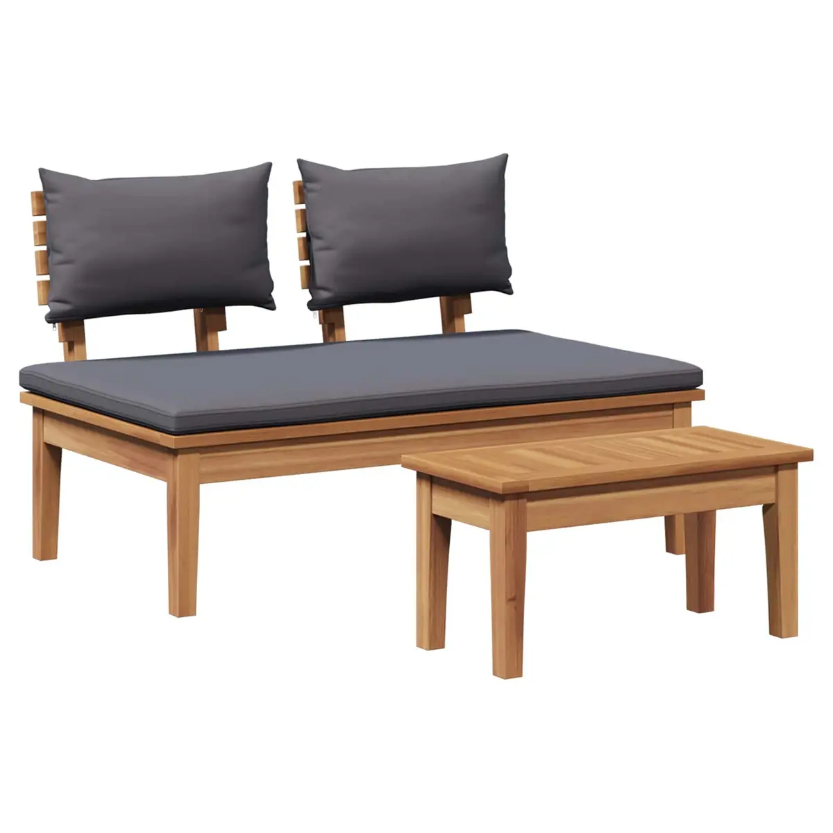 Grey Teak Wood Outdoor Bench and Table Set